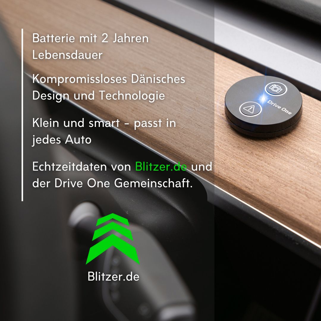 Drive One Blitzerwarner - Radarwarner + Drive One Mount für Smartphones/Verkehrsalarm - Das perfekte Duo für Dein Autozubehör – 1 Set